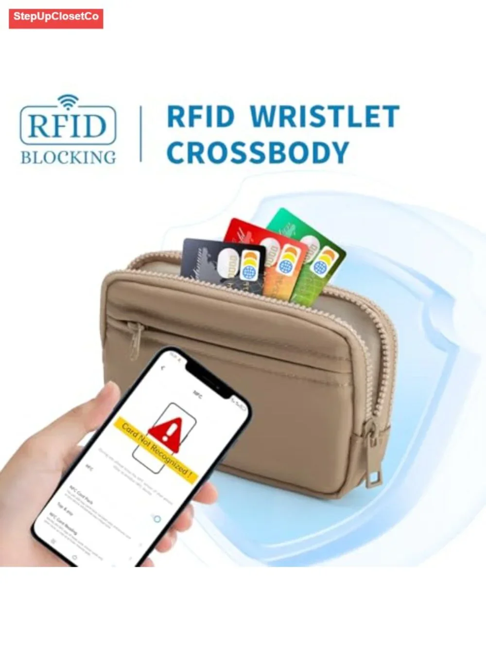 Wristlet Wallet for Women Nylon Quilted RFID 4 Zippers Crossbody Purse